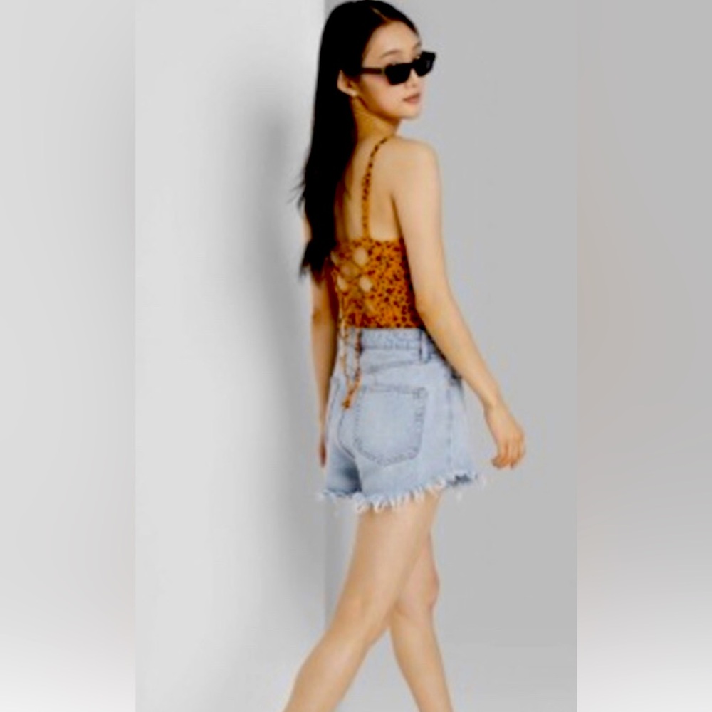 Wild Fable Leopard Print Burnt Orange and Black bodysuit M